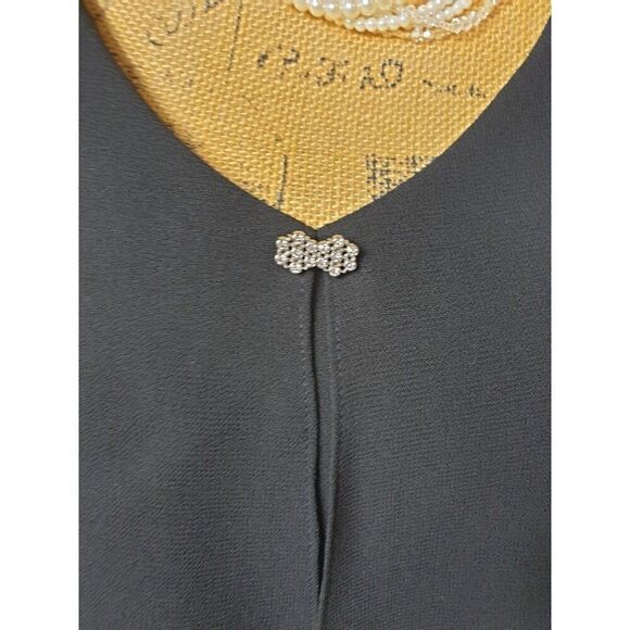 Women's Black Layered Chiffon Dress Jewel Detail Ruffle Stretch Size 16 NWT - Picture 6 of 9